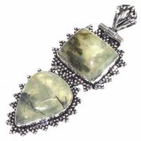 Prn 160b pendentif pendant 70mm 20x30mm 18gr prehnite verte ethnique achat vente bijou argent 925