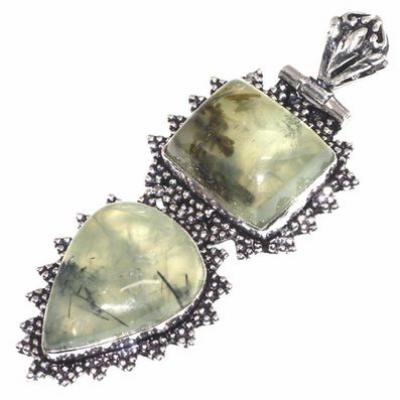 Prn 160c pendentif pendant 70mm 20x30mm 18gr prehnite verte ethnique achat vente bijou argent 925