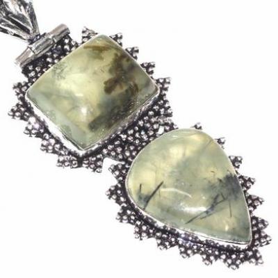 Prn 160c pendentif pendant 70mm 20x30mm 18gr prehnite verte ethnique achat vente bijou argent 925