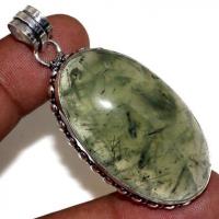 Prn 169a pendentif pendant 70mm 22x40mm 18gr prehnite verte ethnique achat vente bijou argent 925