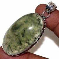 Prn 169b pendentif pendant 70mm 22x40mm 18gr prehnite verte ethnique achat vente bijou argent 925