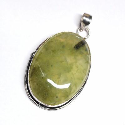 Prn 171a pendentif pendant 62mm 30x45mm 18gr prehnite verte ethnique achat vente bijou argent 925