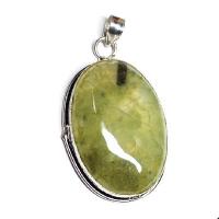 Prn 171c pendentif pendant 62mm 30x45mm 18gr prehnite verte ethnique achat vente bijou argent 925