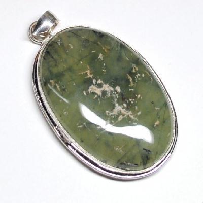 Prn 172b pendentif pendant 70mm 35x50mm 33gr prehnite verte ethnique achat vente bijou argent 925