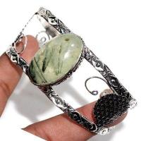 Prn 236a bracelet torque 20x30mm 36gr prehnite verte ethnique achat vente bijou argent 925