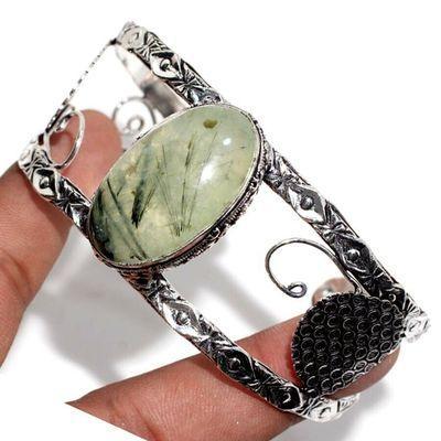 Prn 238b bracelet torque 20x30mm 36gr prehnite verte ethnique achat vente bijou argent 925