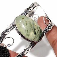 Prn 236b bracelet torque 20x30mm 36gr prehnite verte ethnique achat vente bijou argent 925