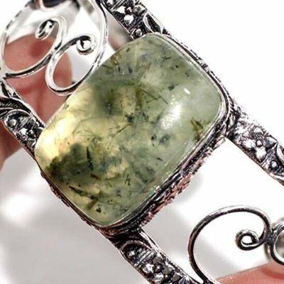 Prn 237c bracelet torque 20x30mm 40gr prehnite verte ethnique achat vente bijou argent 925