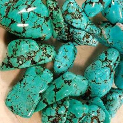 Ptq 027a lot perle turquoise naturelle bleue 20x15 achat vente loisirs creatifs