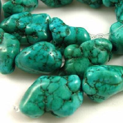 Ptq 038a 1 perle turquoise naturelle bleue 20x25x30mm achat vente loisirs creatifs