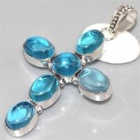 Qz 0057b croix pendant pendentif quartz bleu achat vente