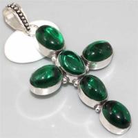 Qz 0109a croix chretienne quartz vert argent achat vente bijou 925