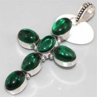 Qz 0109c croix chretienne quartz vert argent achat vente bijou 925