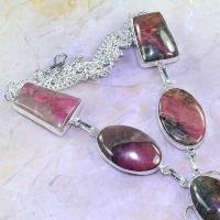 Rod 028c collier parure sautoir rhodonite achat vente bijou lithotherapie argent 925