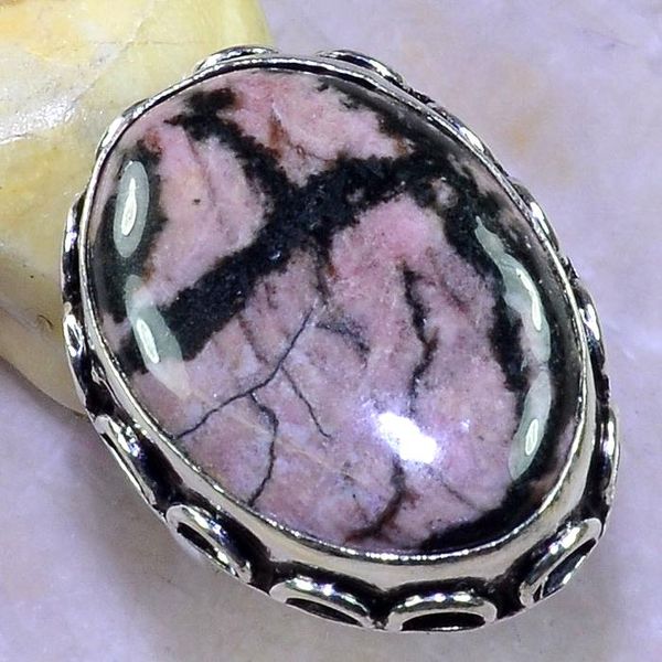 Rod 029b bague chevaliere t58 rhodonite achat vente bijou pierre lithotherapie argent 925 1