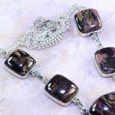 Rod 037d collier parure sautoir rhodonite achat vente bijou lithotherapie argent 925