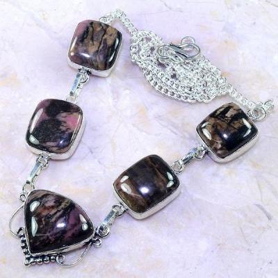 Rod 037d collier parure sautoir rhodonite achat vente bijou lithotherapie argent 925