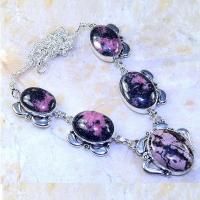 Rod 038a collier parure sautoir rhodonite achat vente bijou lithotherapie argent 925