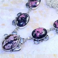 Rod 038b collier parure sautoir rhodonite achat vente bijou lithotherapie argent 925