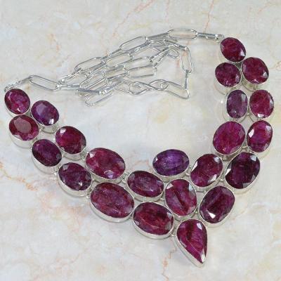 Ru 0043a collier parure rubis argent 925 achat vente