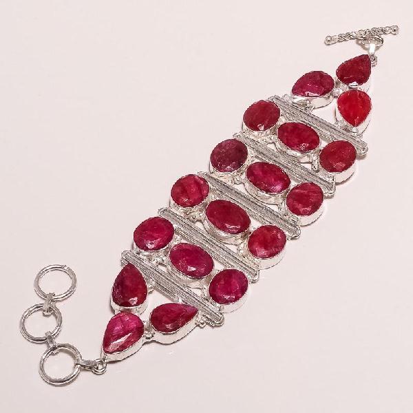 BRACELET 18 rubis du cachemire 10 x 12 mm monture argent 925