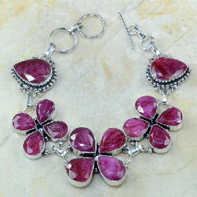 Ru 0329a bracelet porte bonheur trefle rubis cachemire bijou argent 925 achat vente
