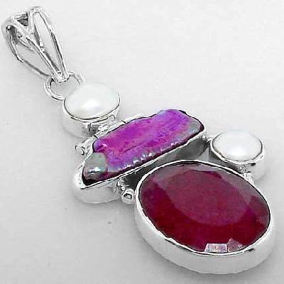 Rub 013b pendentif pendant rubis perle nacre 9gr cachemire grenat argent 925 bijou achat vente