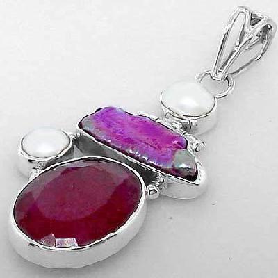 Rub 013b pendentif pendant rubis perle nacre 9gr cachemire grenat argent 925 bijou achat vente