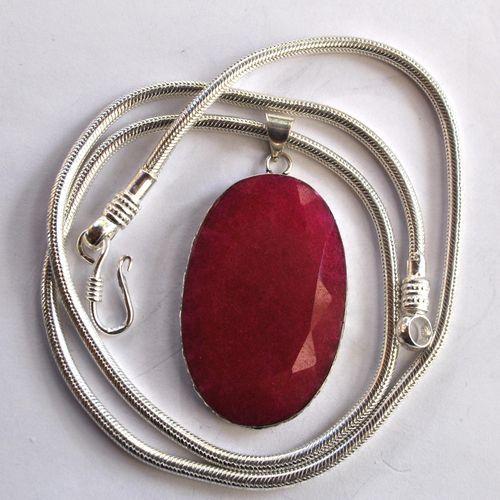 Rub 059 pendentif pendant chaine rubis 32x54mm argent925 3