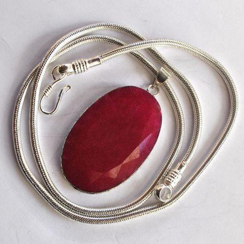 Rub 059 pendentif pendant chaine rubis 32x54mm argent925 4