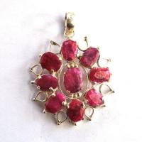 Rub 090 pendentif chaine 70mm rubis 8x12mm argent925 2