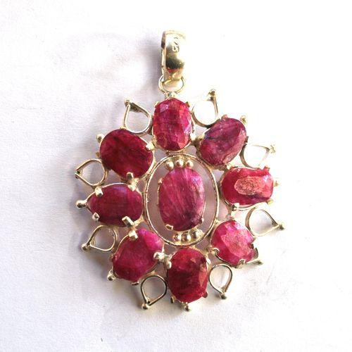 Rub 090 pendentif chaine 70mm rubis 8x12mm argent925 2