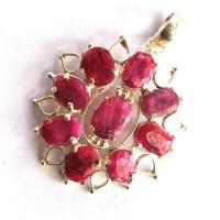 Rub 090 pendentif chaine 70mm rubis 8x12mm argent925 3