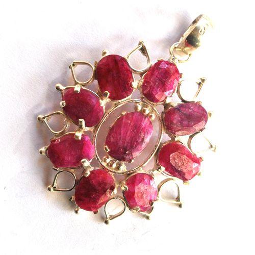 Rub 090 pendentif chaine 70mm rubis 8x12mm argent925 3