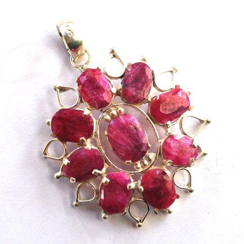 Rub 090 pendentif chaine 70mm rubis 8x12mm argent925 4