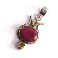 Rub 091 pendentif 50mm rubis citrine 14x18mm argent925 1 