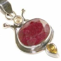 Rub 091c pendentif 50mm 14x18mm pendant rubis argent925 