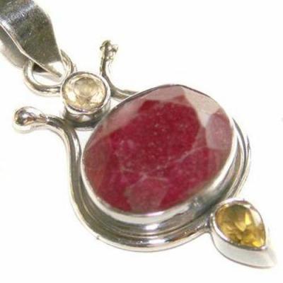 Rub 091b pendentif 50mm 14x18mm pendant rubis argent925 