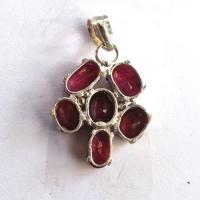 Rub 093 pendentif chaine 45mm rubis 8x10mm argent925 4 