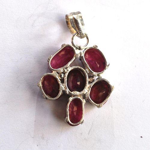 Rub 093 pendentif chaine 45mm rubis 8x10mm argent925 4