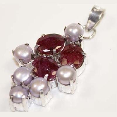 Rub 105b pendentif pendant rubis 17gr cachemire perle 14gr achat vente bijou argent 925