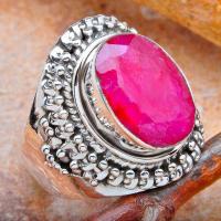 Rub 106a bague chevaliere t59 rubis 8gr argent925