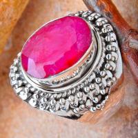 Rub 106c bague chevaliere t59 rubis 8gr argent925