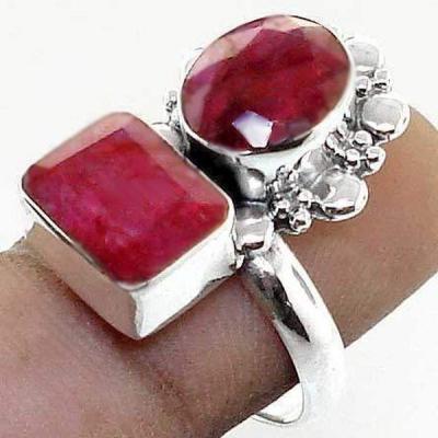 Rub 116a bague chevaliere t55 rubis 6gr argent925