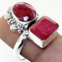 Rub 116b bague chevaliere t55 rubis 6gr argent925