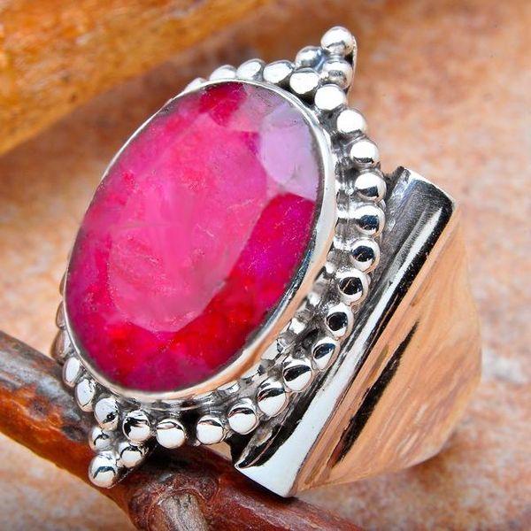 Rub 117b bague chevaliere t55 rubis 8gr argent925