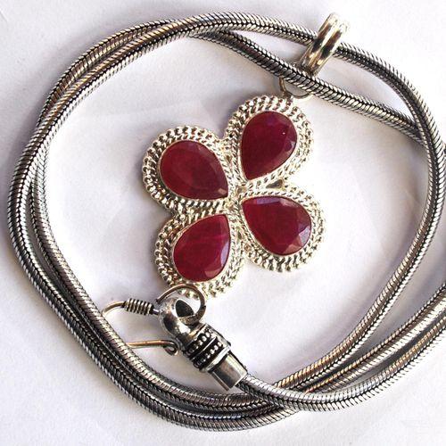 Rub 118 pendentif pendant croix 60mm rubis 10x15mm argent925 1
