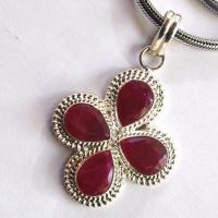 Rub 118 pendentif pendant croix 60mm rubis 10x15mm argent925 2 