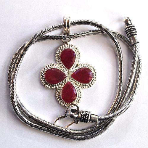 Rub 118 pendentif pendant croix 60mm rubis 10x15mm argent925 4