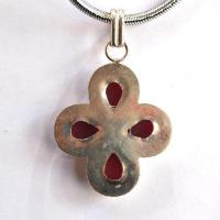 Rub 118 pendentif pendant croix 60mm rubis 10x15mm argent925 5